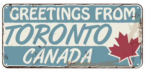 Greetings From Toronto Canada. Vector Vintage Signboard. © deepstock