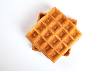 Waffle isolated on white background. Top view