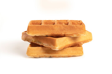 Stack of waffle isolated on white background.
