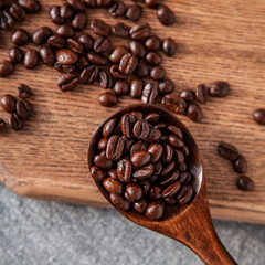 vietnam coffee beans on wooden background