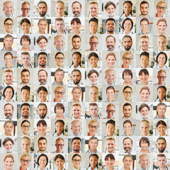 Fototapeta premium Portrait Collage Arzt und Pflege Team