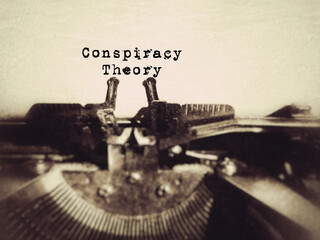 Social issue concept. Conspiracy Theory text background. Stock photo.