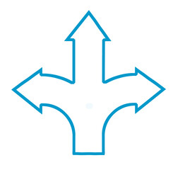 Pfeil zeigt in drei Richtungen als Entscheidung Konzept