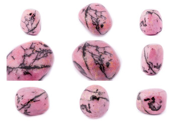 Collection of stone mineral Rhodonite
