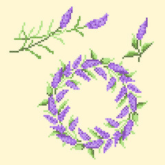 vector art embroidery lavender set