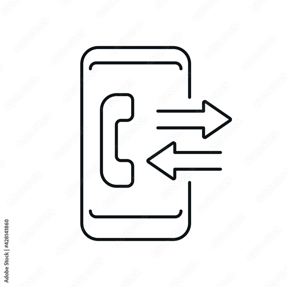 Poster exchange of information by phone linear icon. contact us. support service. thin line customizable il