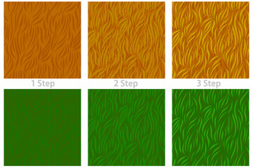 Seamless texture grass, drawing pattern step by step for the game.