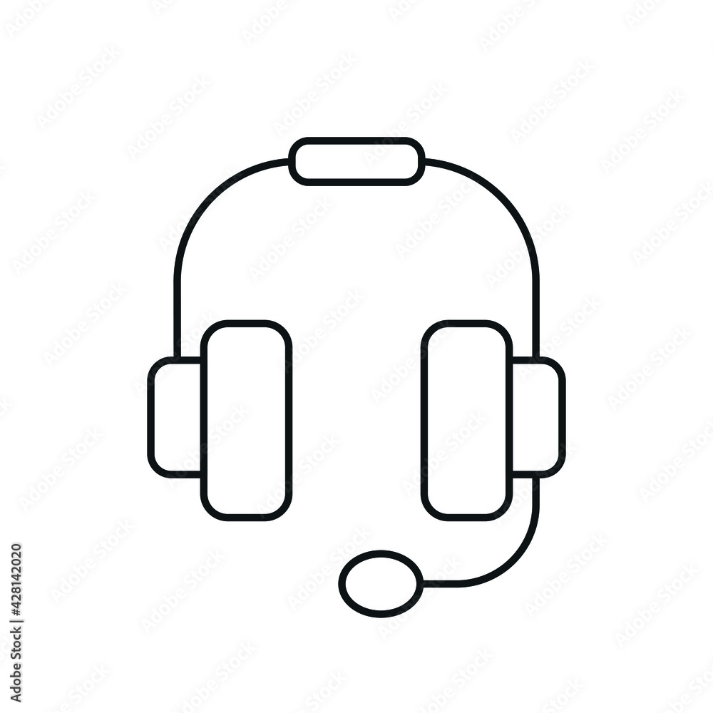 Poster call center linear icon. contact us. support service. thin line customizable illustration. contour s