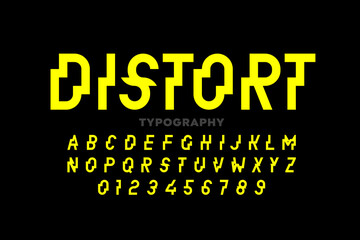 Obraz premium Distrorted style font, typography design, alphabet letters and numbers