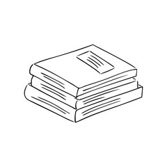 Hand-drawn books and notepads. Simple logo design for education, learning, reading. Art line, sketch style.Isolated.Vector