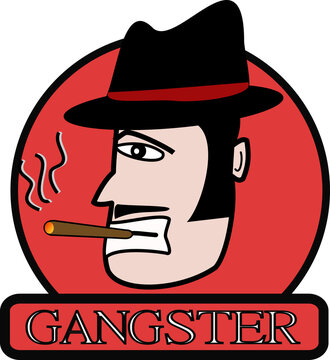 Gangster icon with smoking cigar