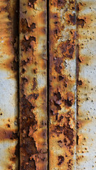Rusted white painted metal wall. Rusty metal background with streaks of rust. Rust stains. The metal surface rusted spots.metal rust texture background.