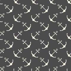 Nautical seamless pattern with geometric ship anchors