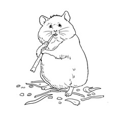 Funny hamster. Funny farm animals. Template for children to paint. Coloring book.