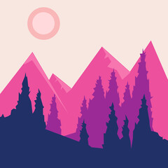 Illustration of mountains west graphic simple