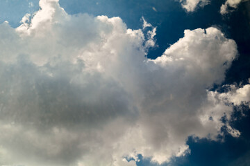 Cumulus Clouds High in The Sky Form an Interesting Picture of a Dog Jumping Out of a Cloud