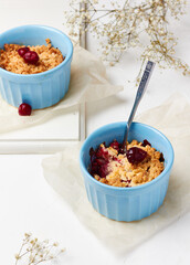 cherry crumble with a spoon delicious