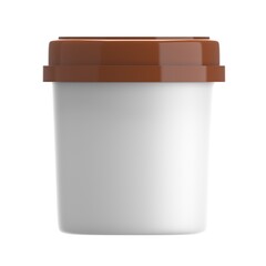 Ice cream bucket isolated 3d realistic. Chocolate flavor Detailed 3d illustration.