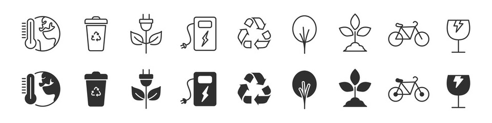 Fototapeta premium Environment and eco icons collection in two different styles