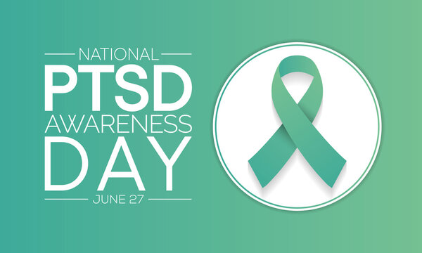 PTSD awareness day is observed every year on June 27. Posttraumatic stress disorder is a psychiatric disorder that may occur in people who have experienced or witnessed a traumatic event. vector art.