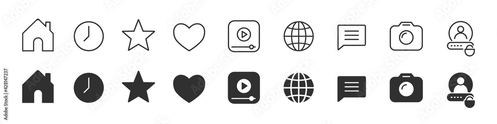 Aufkleber social networks icons collection in two different styles