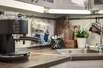 Coffeemaker  in interior of modern kitchen