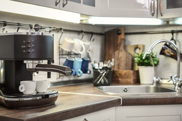 Coffeemaker  in interior of modern kitchen