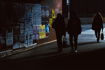 silhouettes of the people in the tunnel