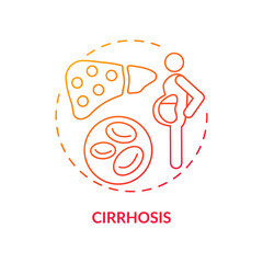 Cirrhosis concept icon. Liver disease type idea thin line illustration. Chronic viral infections and alcoholism. Throbbing, stabbing pain. Terminal stage. Vector isolated outline RGB color drawing