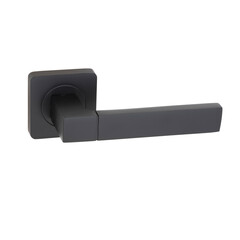 Square shape matt graphite color door handle on split base isolated on white background