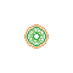 Fototapeta premium Donut pixel art. Vector illustration.