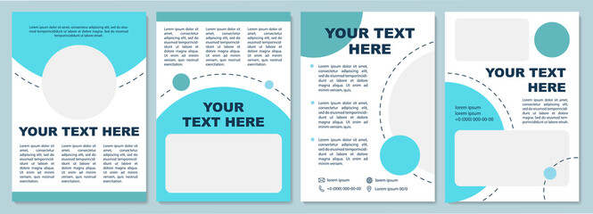 Cyan themed brochure template. Flyer, booklet, leaflet print, cover design with copy space. New product presenting. Vector layouts for magazines, annual reports, advertising posters