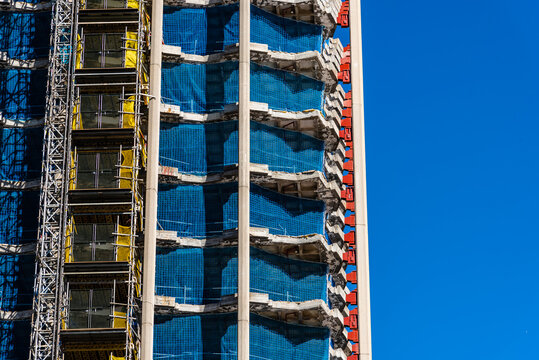 Structural works in skyscraper under renovation. Construction Industry
