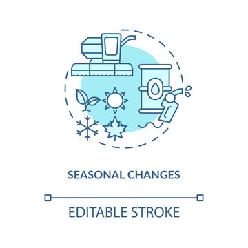 Seasonal changes concept icon. Oil price idea thin line illustration. Supply and demand conditions. Crude fuel price analysis. Vector isolated outline RGB color drawing. Editable stroke