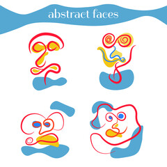 Abstract faces character design. Surreal abstract faces vector illustration. 