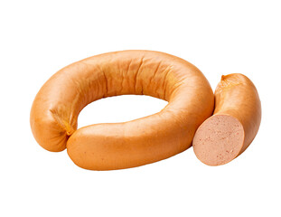 Sausages set against white background, isolated