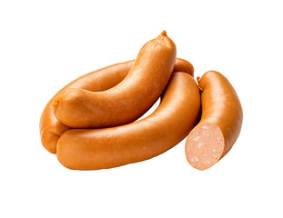 Sausages set against white background, isolated