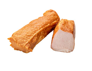 Smoked Pork meat, isolated on white background