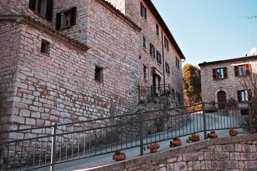 Stone houses in an ancient medieval Italian village (Marche, Italy, Europe)