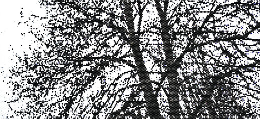 Perforated panel. Image of a tree made with dots. Abstract halftone background. Dotted pattern. Vector illustration.
