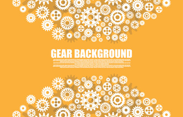 Various sizes of gear wheels, technology on a yellow background. EP.4.