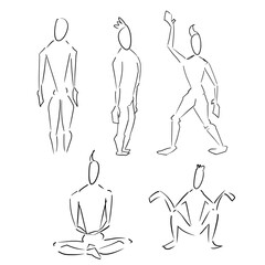 Man body pose simple line art illustration design. School book art  education project.