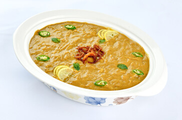 Haleem, Delicious Pakistani and Indian Famous Food, Made with meat, lentils, wheat and oat.