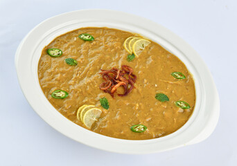 Haleem, Delicious Pakistani and Indian Famous Food, Made with meat, lentils, wheat and oat.
