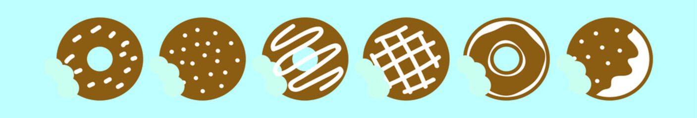 set of donuts cartoon icon design template with various models. vector illustration isolated on blue background