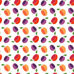 Abstract boho plup orange purple seamless pattern on white background hand drawn fruits for textile design, home decor, kids, covers, poster, card illustration