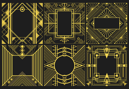 Art deco pattern frames vector set
