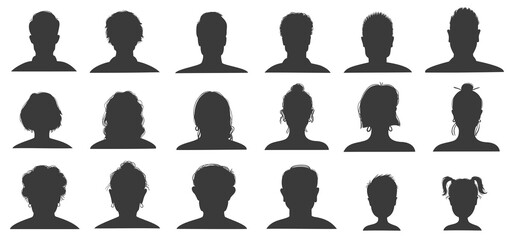 People silhouettes. User avatar, human head vector set