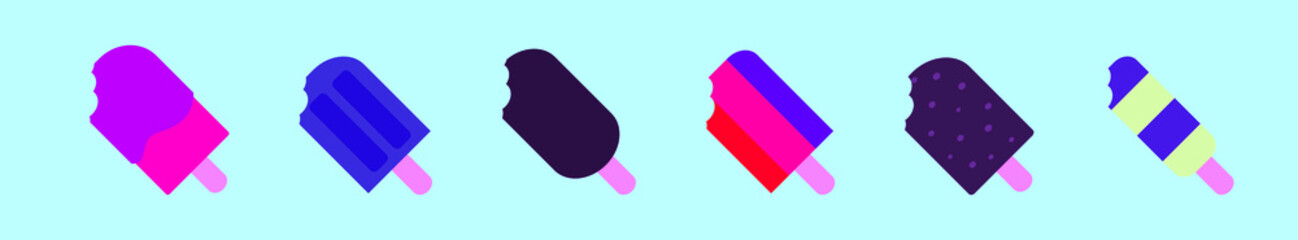 set of ice cream cartoon icon design template with various models. vector illustration isolated on blue background