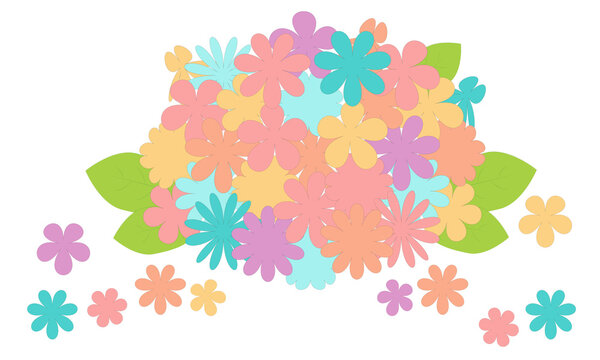 カラフルな小花を使ったイラスト｜Illustration using colorful florets